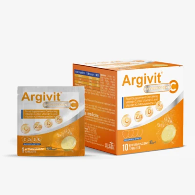 Argivit Effervescent C Sachet - Sachet Form Dietary Supplement Containing Vitamin C, Zinc, Vitamin D, and Vitamin K2 (Menaquinone 7)