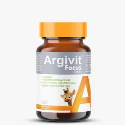 Argivit Focus Tablet - L-Arjinin, Fosfotidilserin, Demir, Multivitamin ve Multimineral İçeren Tablet Form Takviye Edici Gıda